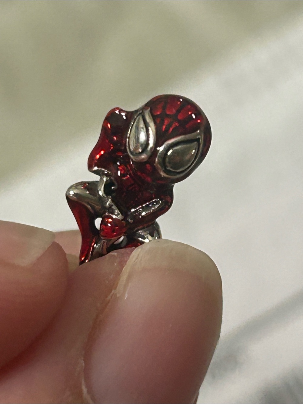 Pandora Red Enamel Reptile Charm with Silver Accents